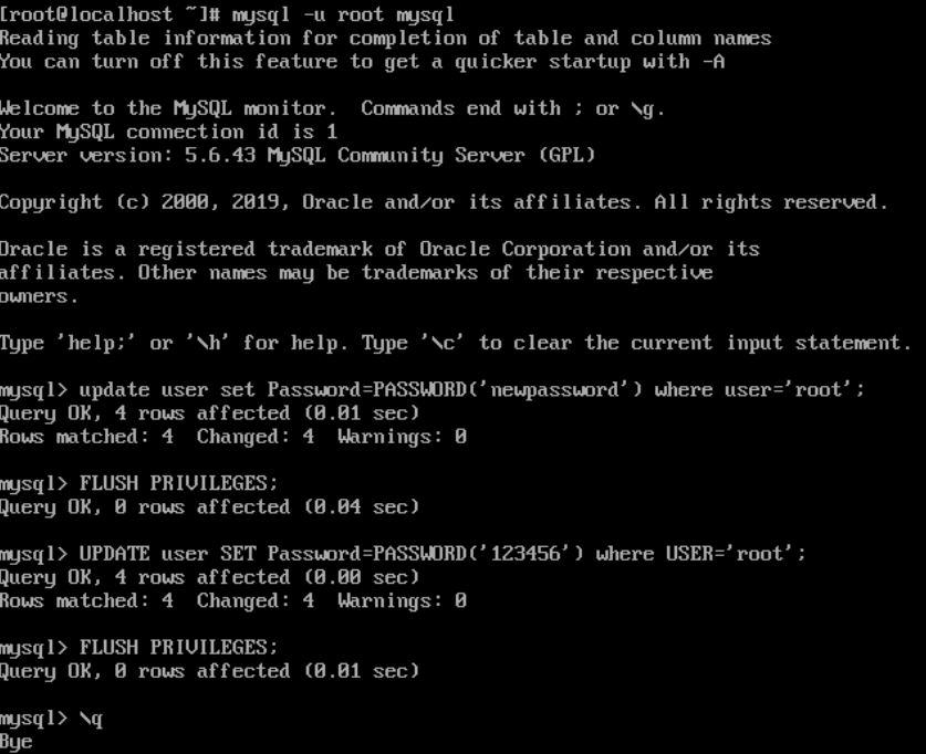 出现 ERROR 1045 (28000): Access denied for user ‘root’@’localhost’ (using password: YES) 错误的解决方法